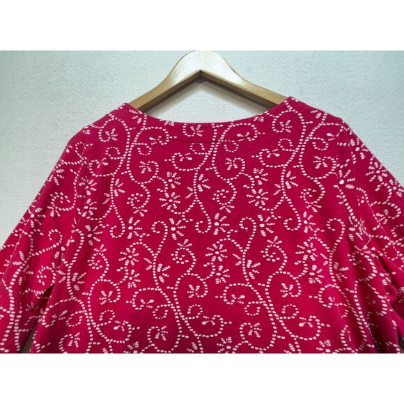 Jessica London Women's Shoulder Button Blouse Stretch Sz 18/20 Pink White Floral - Picture 11 of 12